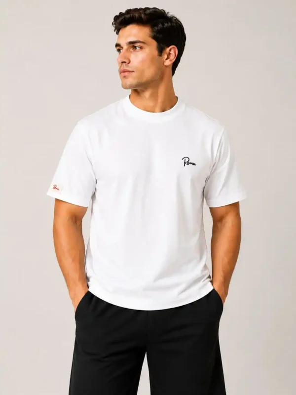 Remu %100 Pamuklu Bisiklet Yaka Nakışlı Erkek T-Shirt